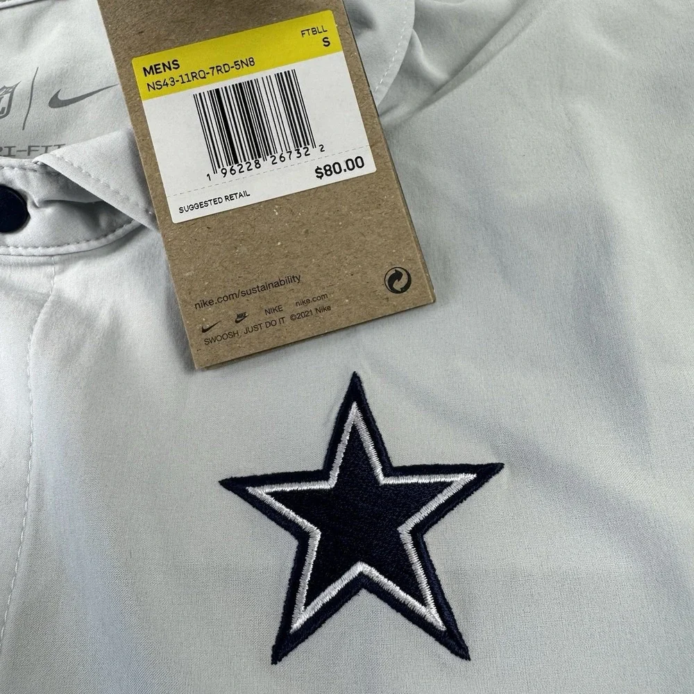 Nike On Field Gray Dallas Cowboys Performance Polo Shirt Size Small NWT